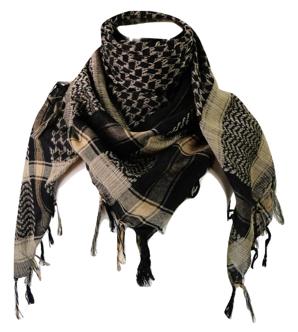1983 Premium Shemagh Head Neck Scarf - Black/Camel